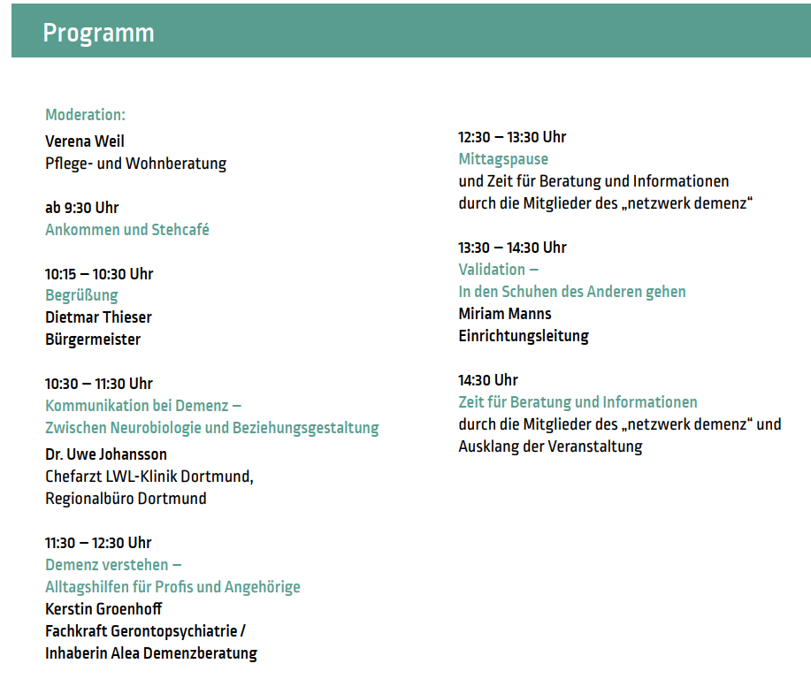 Flyer 17. Hagener Demenztag
