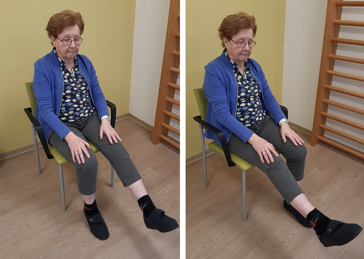 Seniorin trainiert ihre Beinmuskulatur